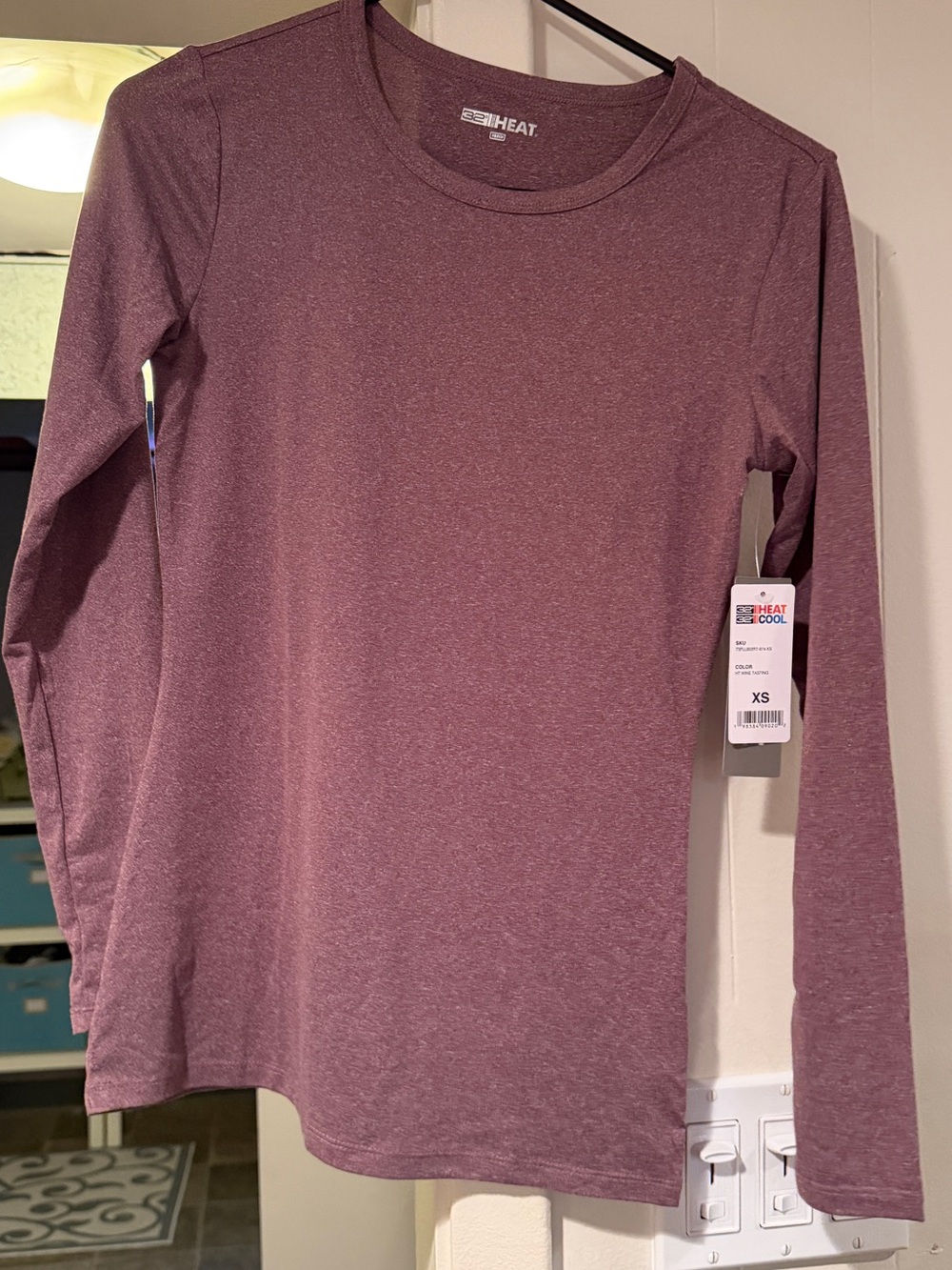 32 Degrees Long-Sleeve Crew Top in Mauve Heather